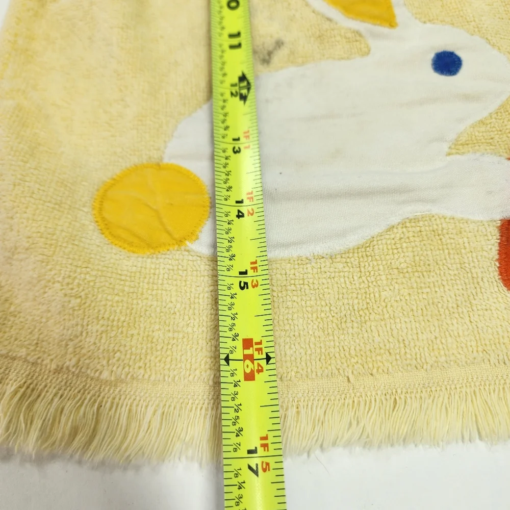 90s VINTAGE HAMCO Baby Bunny Rabbit Pullover Terry Cloth Towel Bib Yellow